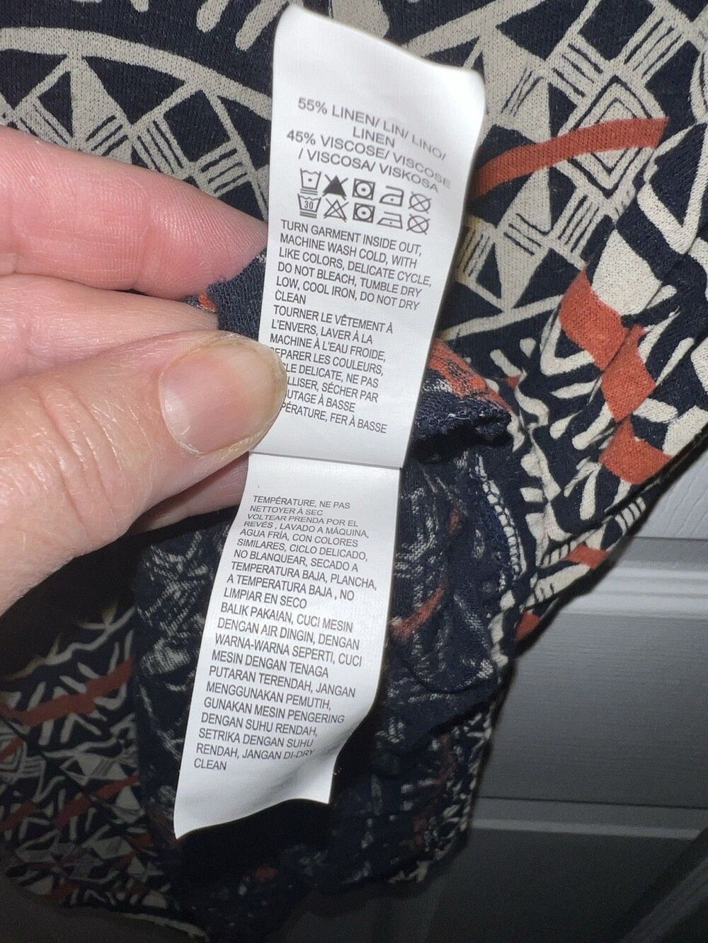 Lucky Brand Shirt Women 1X Linen Viscose Top Razor Back Sleeveless Boho Aztec - Picture 7 of 9